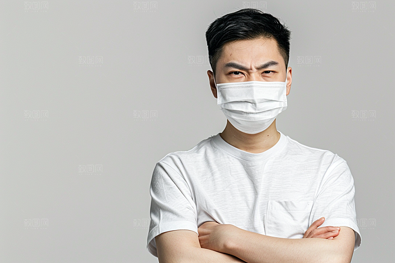 春季流感戴口罩传播肖像摄影图
