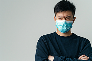 春季流感戴口罩预防传染人物摄影图