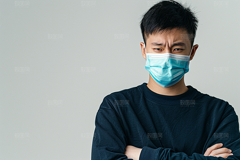 春季流感戴口罩预防传染人物摄影图