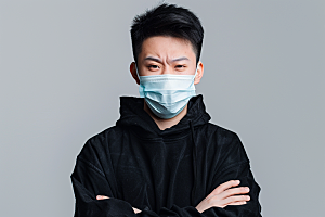 春季流感戴口罩病毒预防传染摄影图
