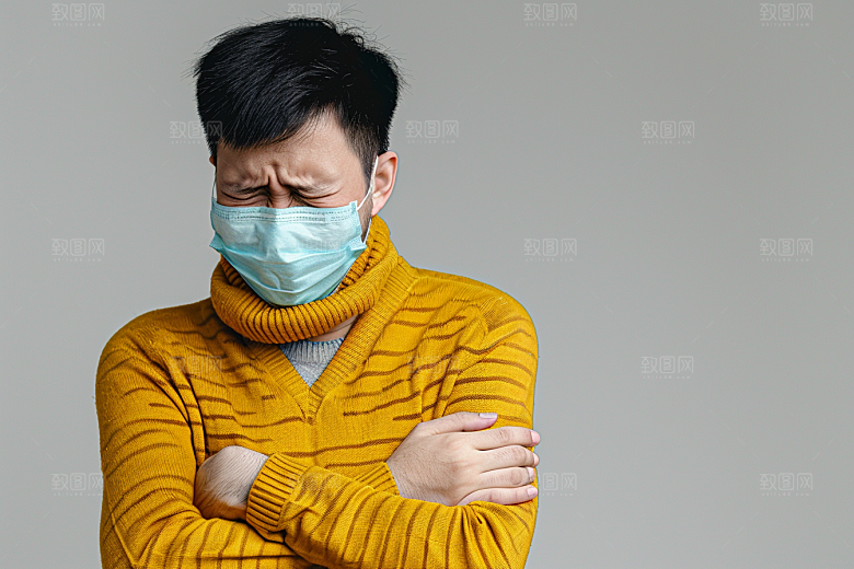 春季流感戴口罩流行病人物摄影图