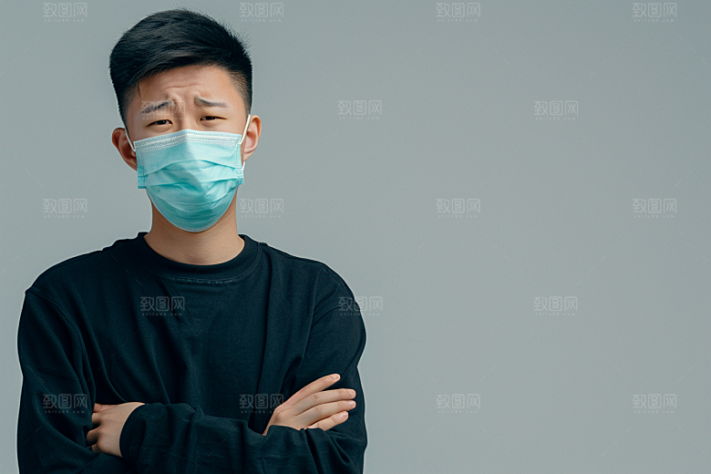 春季流感戴口罩肖像流行病摄影图