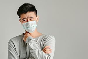春季流感戴口罩肖像医疗摄影图
