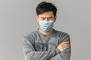 春季流感戴口罩人物病毒摄影图