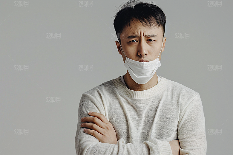 春季流感戴口罩预防传染人物摄影图