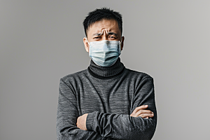 春季流感戴口罩流行病感冒摄影图