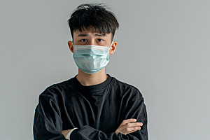春季流感戴口罩流行病人物摄影图