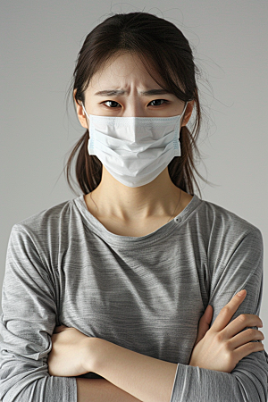 春季流感戴口罩高清医疗摄影图