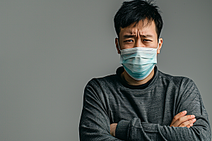 春季流感戴口罩流行病发烧摄影图