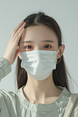 春季流感戴口罩医疗人物摄影图