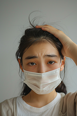 春季流感戴口罩预防传染肖像摄影图