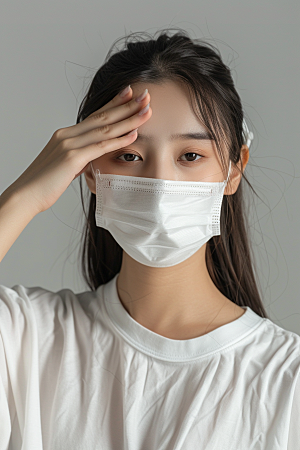 春季流感戴口罩肖像流行病摄影图
