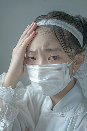 春季流感戴口罩流行病医疗摄影图