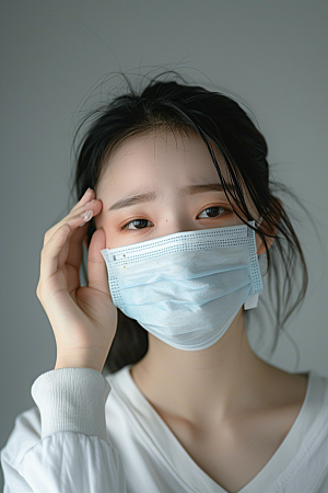 春季流感戴口罩人物流行病摄影图