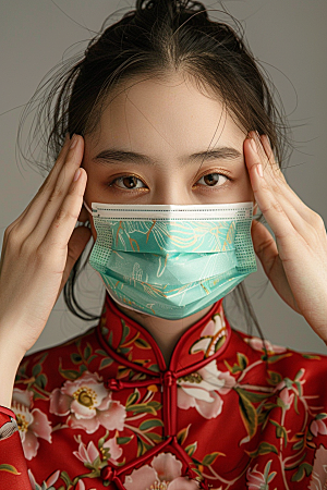 春季流感戴口罩病毒人物摄影图