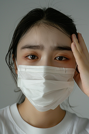 春季流感戴口罩医学病毒摄影图