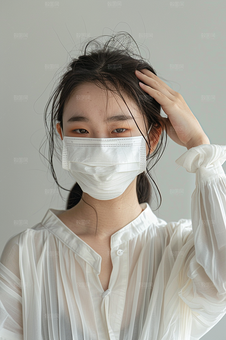 春季流感戴口罩传播病毒摄影图