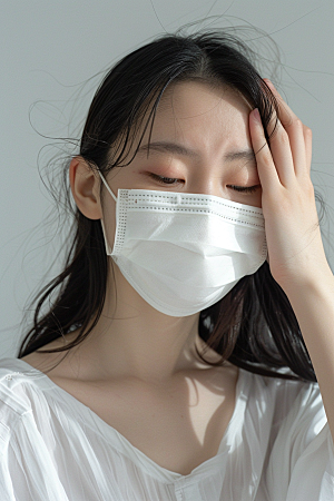 春季流感戴口罩肖像医学摄影图