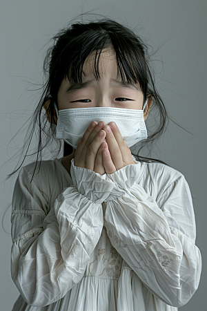 春季流感戴口罩人物预防传染摄影图