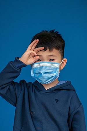 流感儿童感冒预防传染摄影图