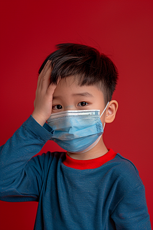 流感儿童人物预防传染摄影图