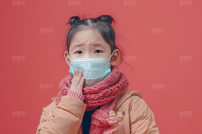 流感儿童肖像感冒摄影图