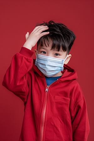 流感儿童肖像流行病摄影图