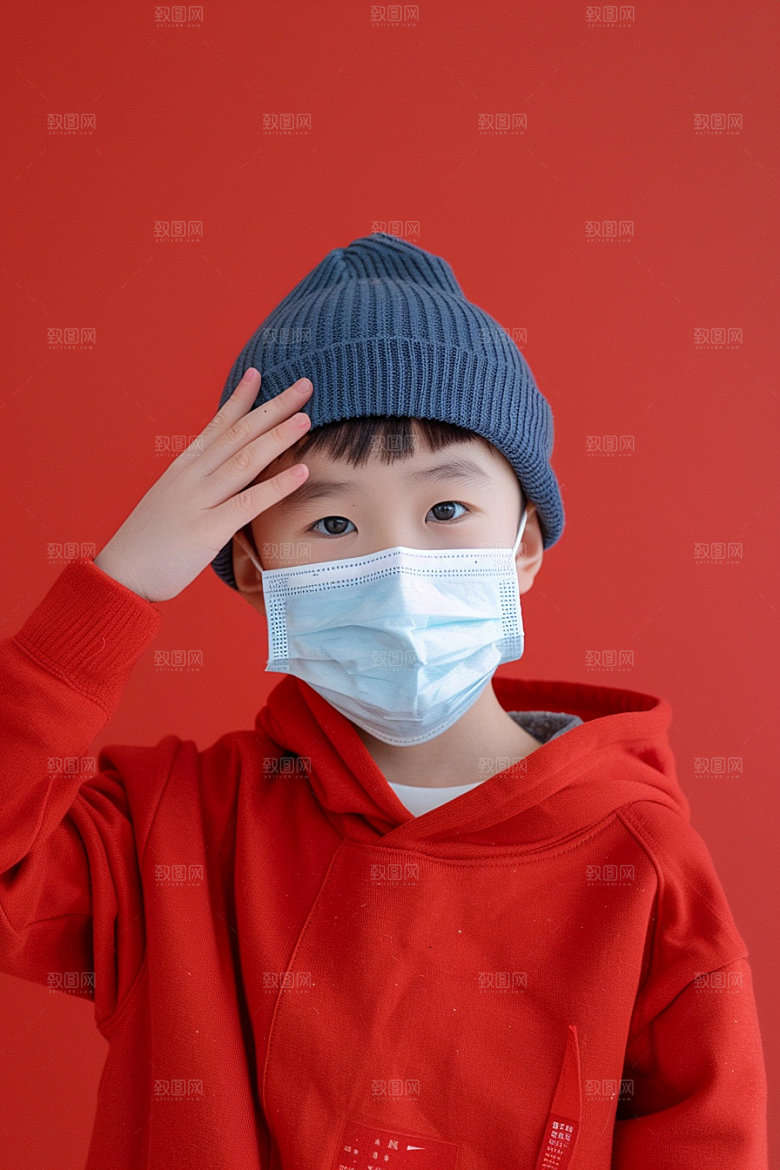 流感儿童病毒肖像摄影图