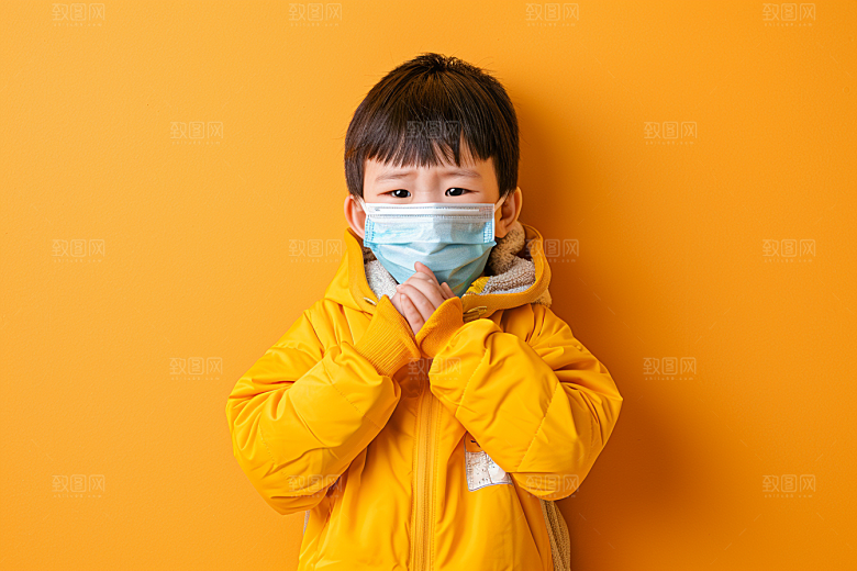 流感儿童人物流行病摄影图