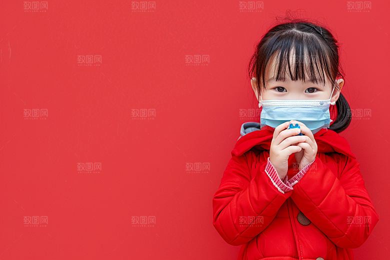 流感儿童医学肖像摄影图