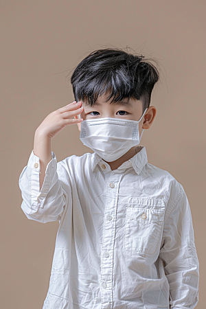 流感儿童感冒发烧摄影图
