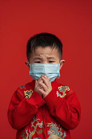 流感儿童发烧肖像摄影图