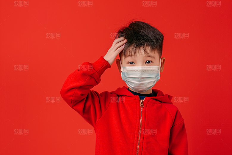 流感儿童人物医疗摄影图
