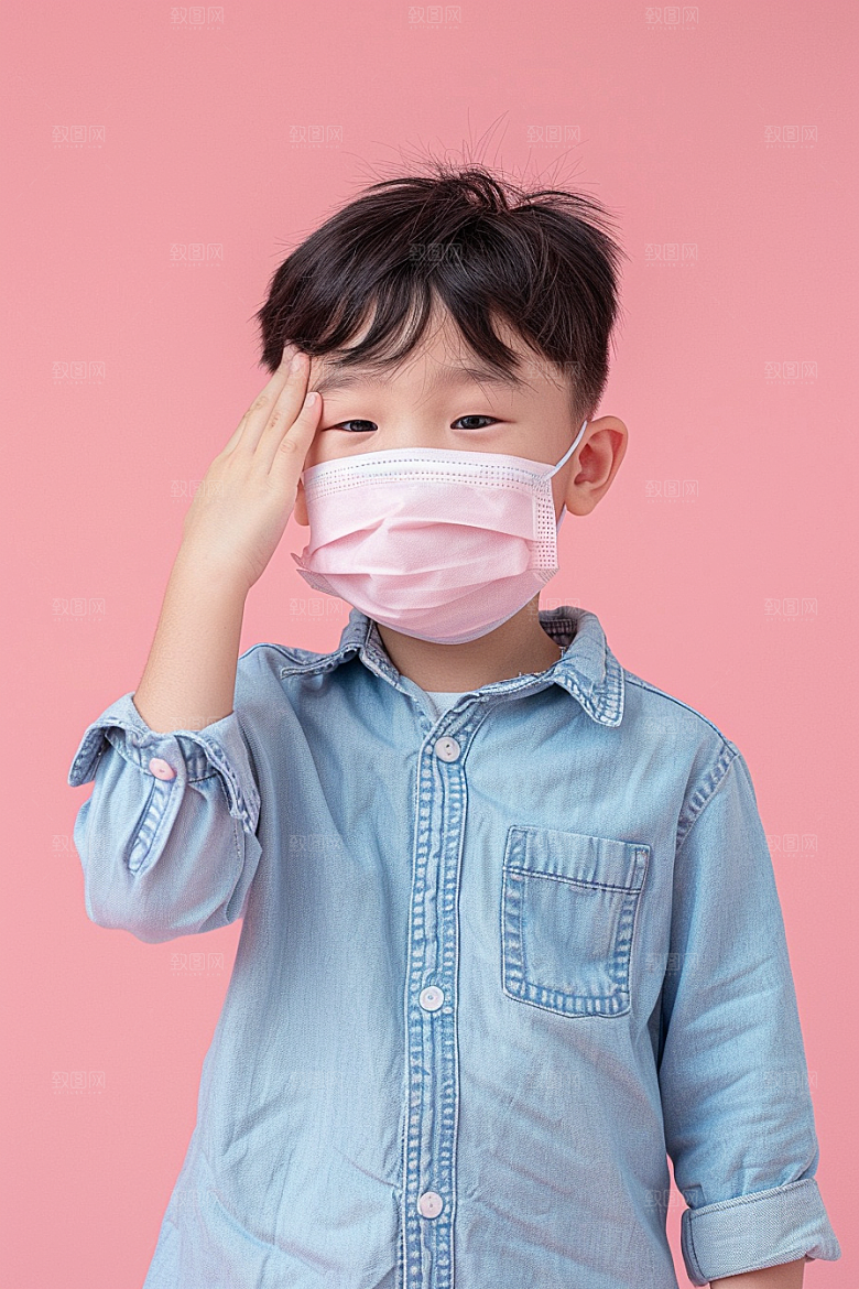 流感儿童人物感冒摄影图