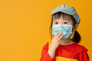 流感儿童戴口罩人物摄影图