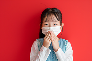 流感儿童预防传染肖像摄影图