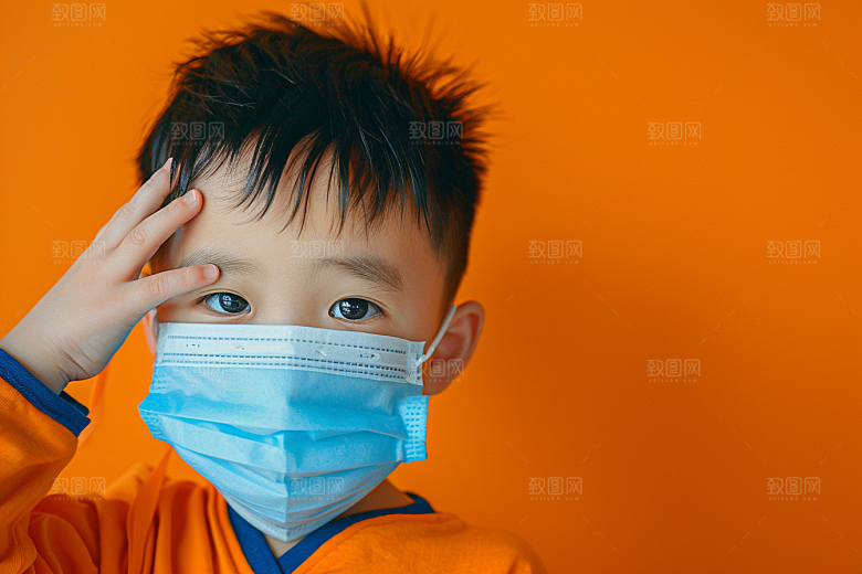 流感儿童病毒人物摄影图