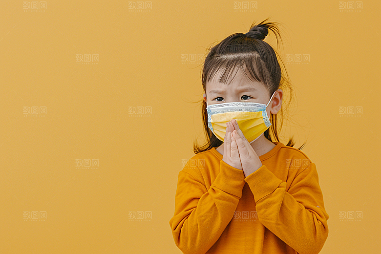 流感儿童人物肖像摄影图