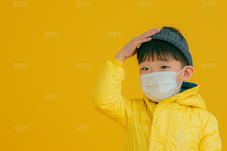 流感儿童流行病医疗摄影图