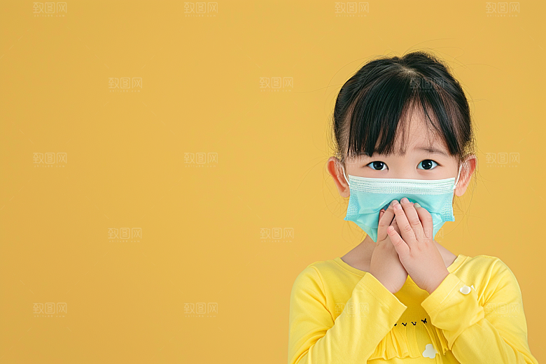 流感儿童医疗肖像摄影图