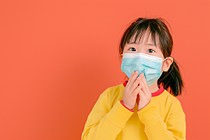 流感儿童病毒戴口罩摄影图