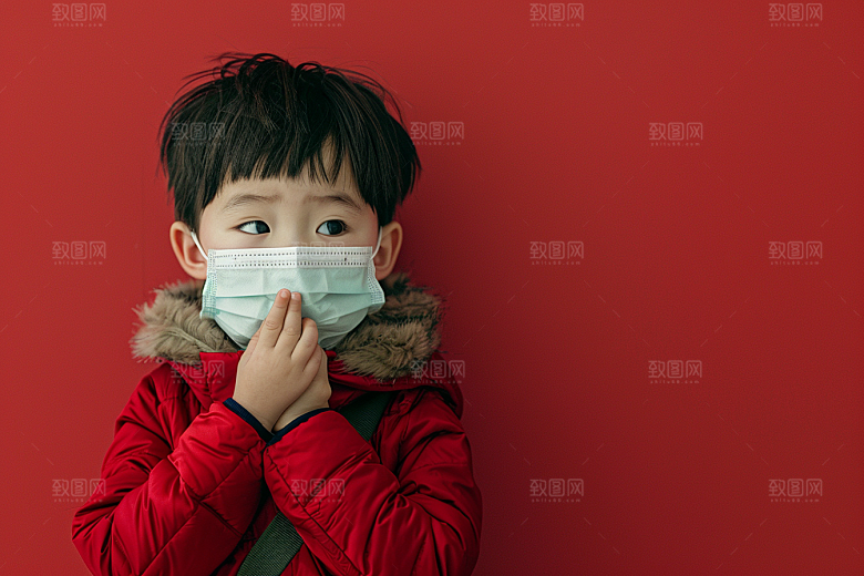 流感儿童感冒流行病摄影图