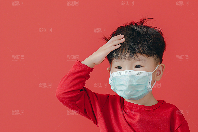 流感儿童病毒传播摄影图