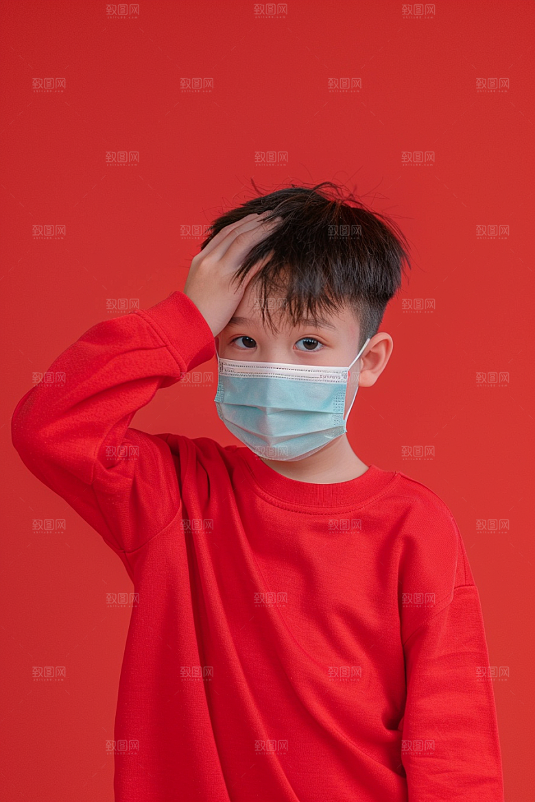 流感儿童流行病传播摄影图