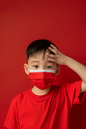 流感儿童发烧感冒摄影图