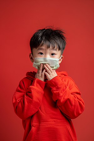 流感儿童高清发烧摄影图