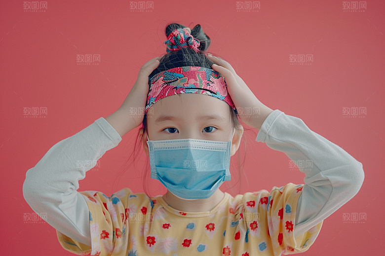 流感儿童肖像医学摄影图