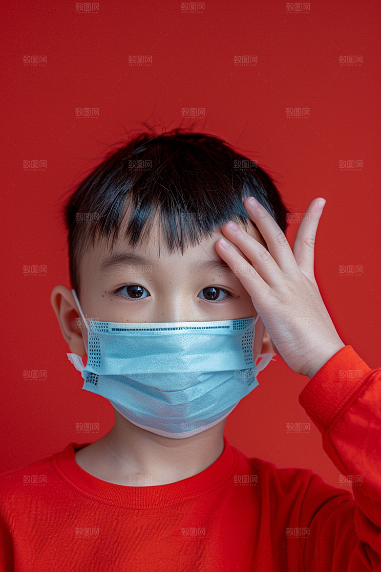 流感儿童肖像医疗摄影图