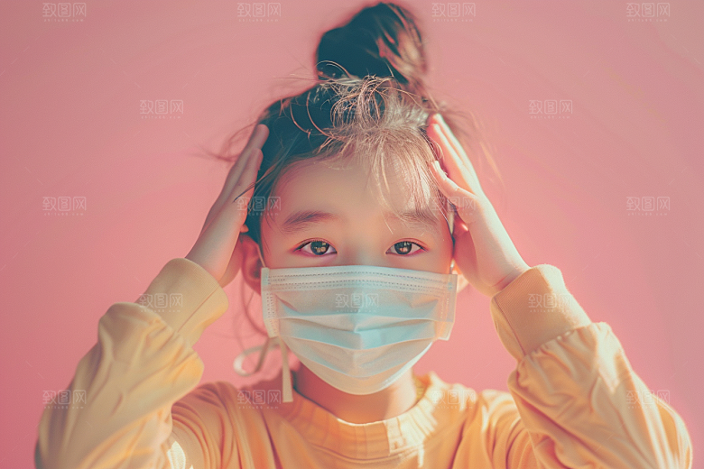 流感儿童感冒医疗摄影图