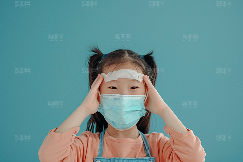 流感儿童发烧传播摄影图
